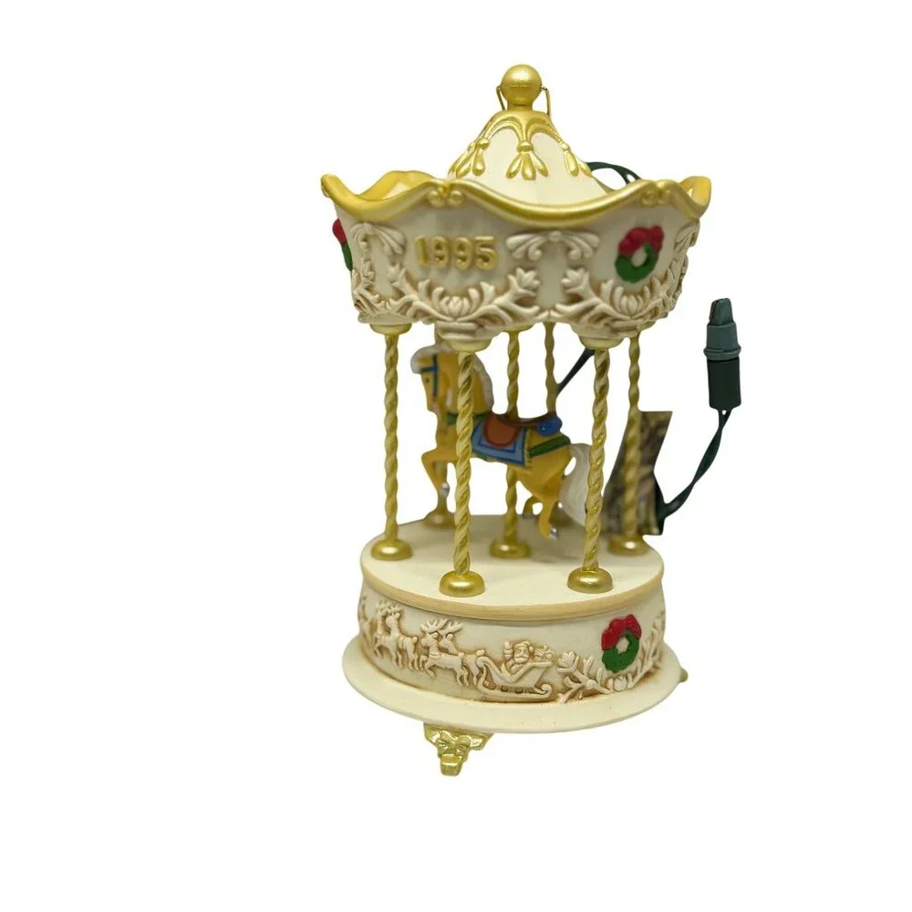 VTG Hallmark Keepsake 1995 Tobin Frale Holiday Carousel Lights Music Ornament 5
